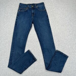 Aviator Fly Straight Jeans Womens 25x34 Blue Dark Wash Stretch Denim Nation USA